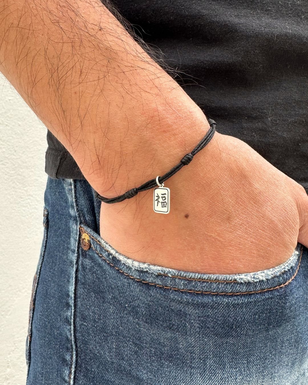 PULSEIRA 7 NÓS KANJI MASCULINA FECHO MACRAMÊ E PRATA 925