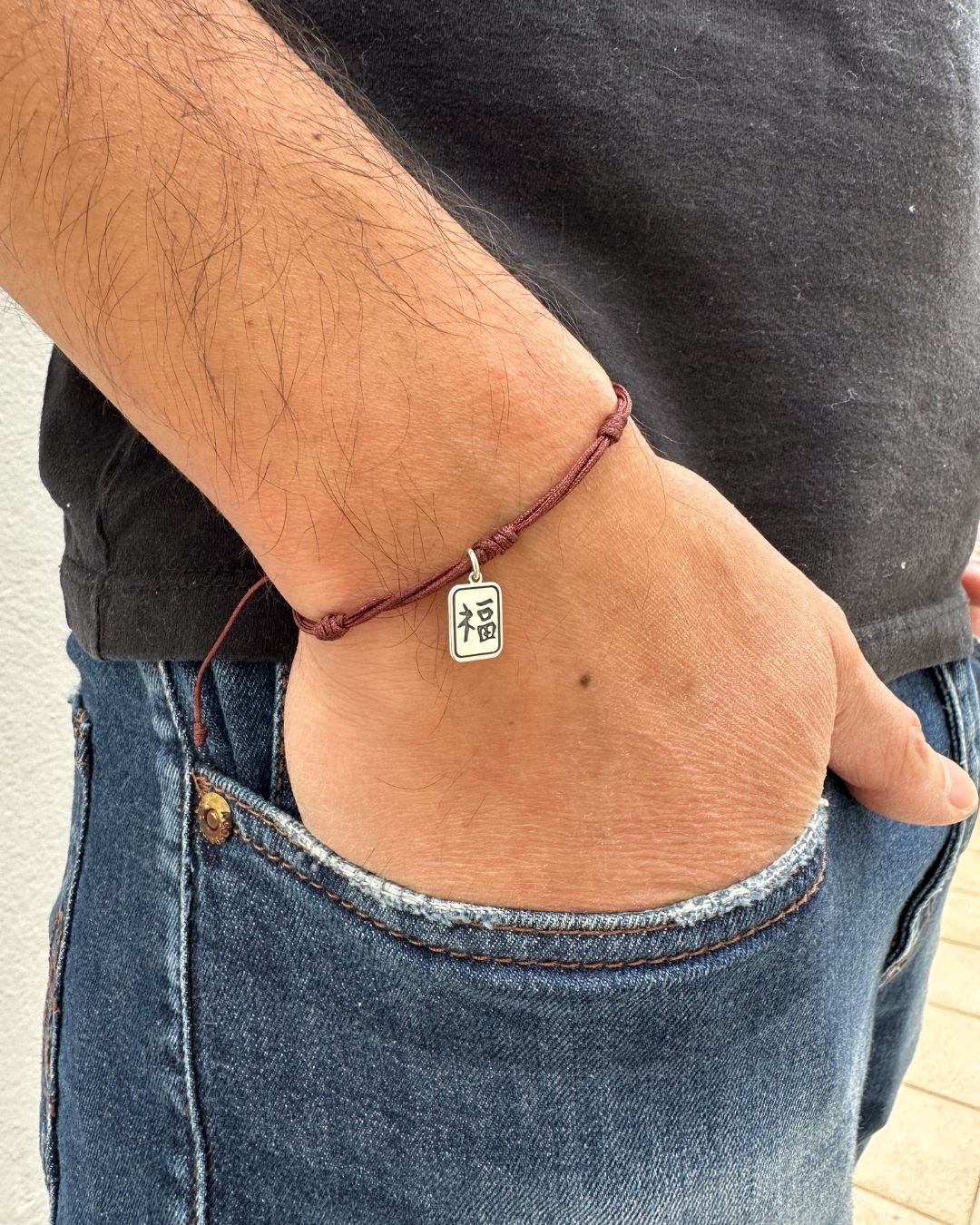 PULSEIRA 7 NÓS KANJI MASCULINA FECHO MACRAMÊ E PRATA 925