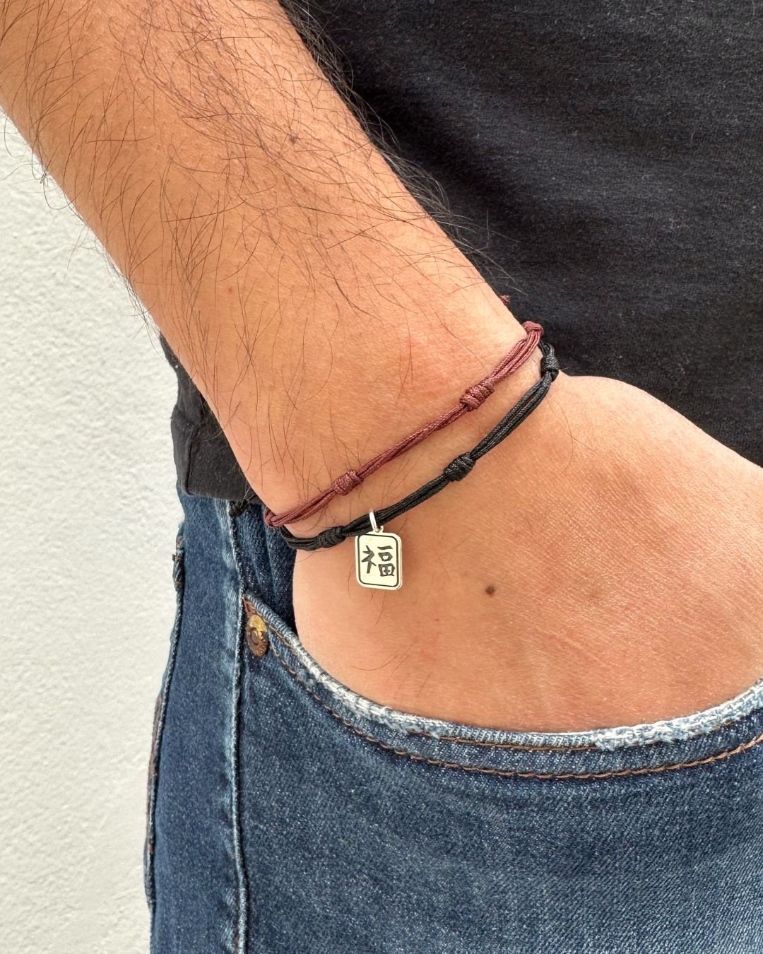 PULSEIRA 7 NÓS KANJI MASCULINA FECHO MACRAMÊ E PRATA 925
