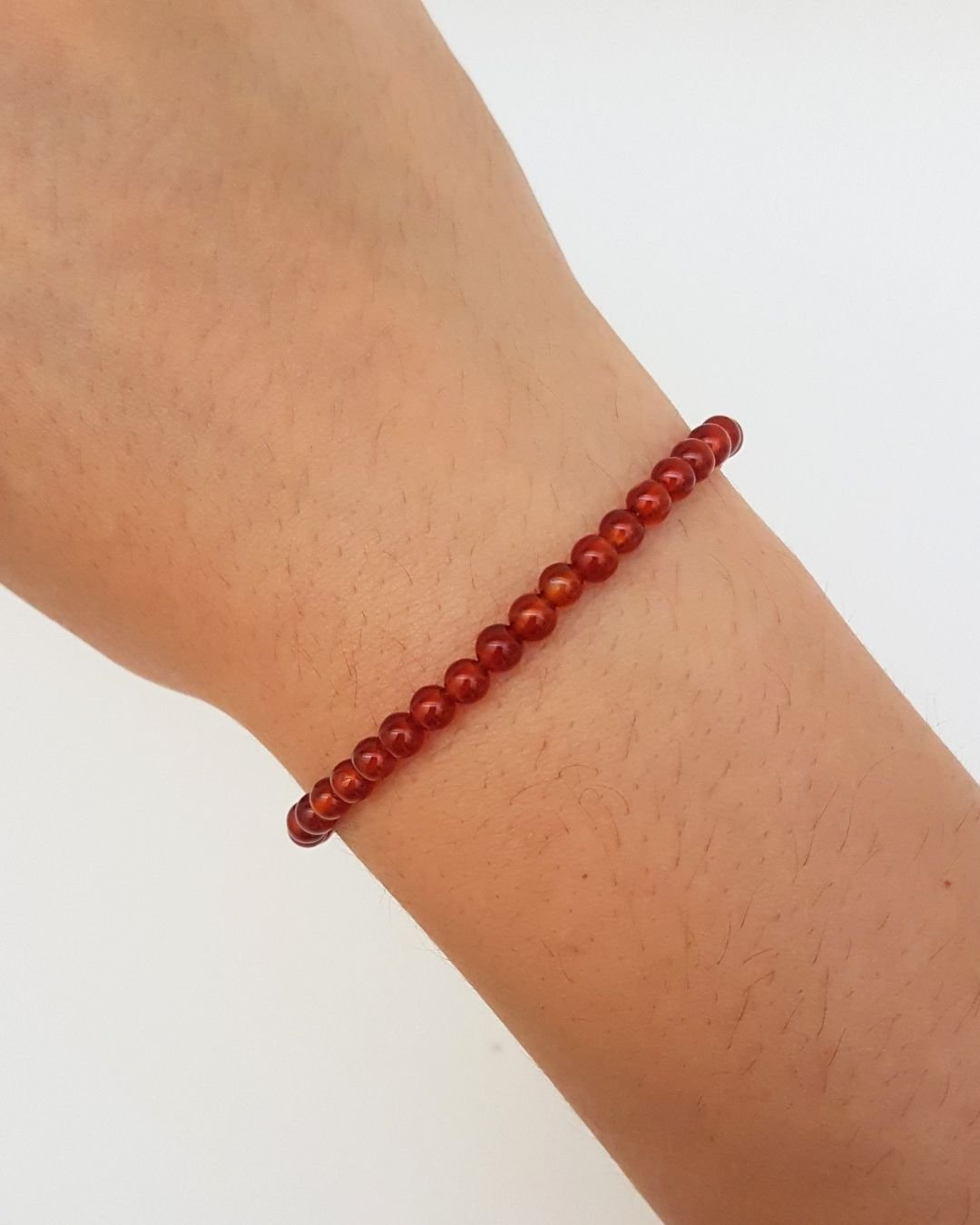 PULSEIRA ÁGATA VERMELHA PEDRA BOLINHA 4 MM