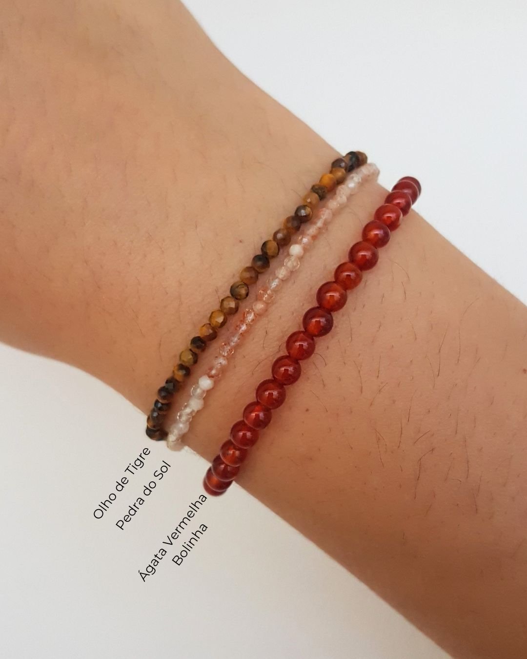 PULSEIRA ÁGATA VERMELHA PEDRA BOLINHA 4 MM