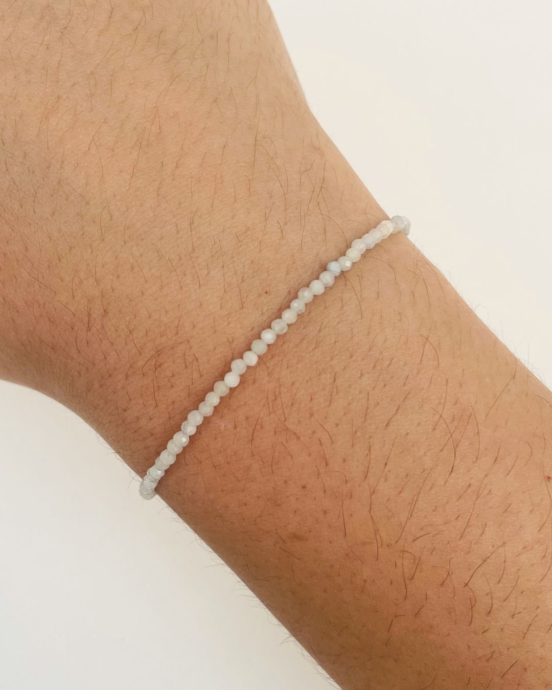 PULSEIRA ÁGUA MARINHA PEDRAS LAPIDADAS 2MM E PRATA 925