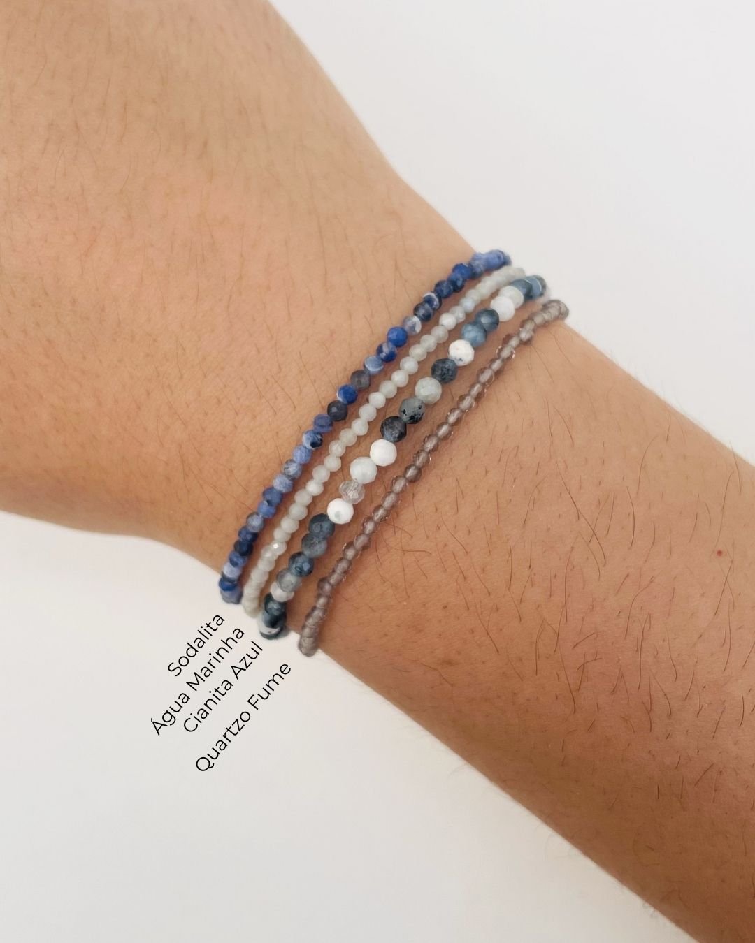 PULSEIRA ÁGUA MARINHA PEDRAS LAPIDADAS 2MM E PRATA 925