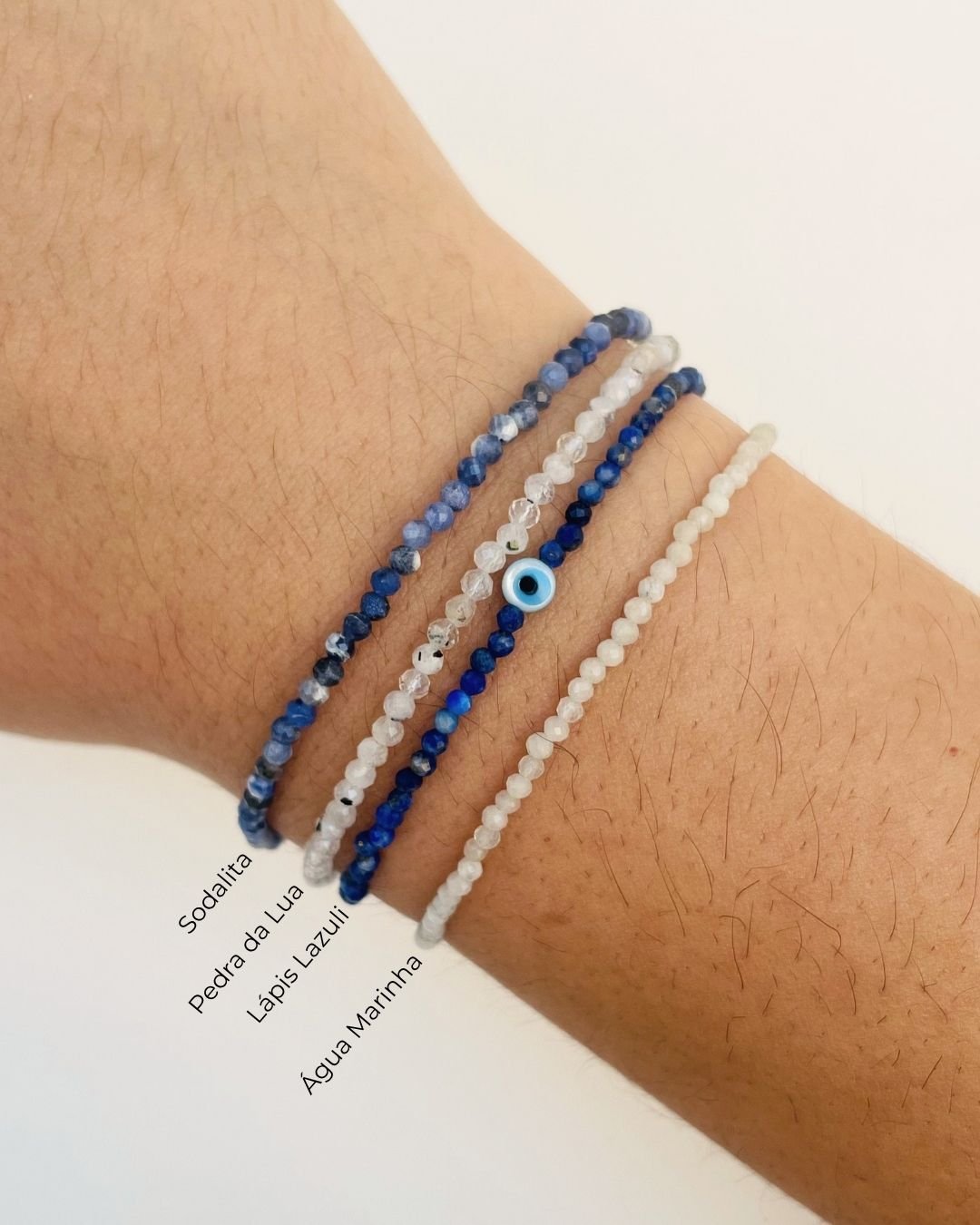 PULSEIRA ÁGUA MARINHA PEDRAS LAPIDADAS 2MM E PRATA 925