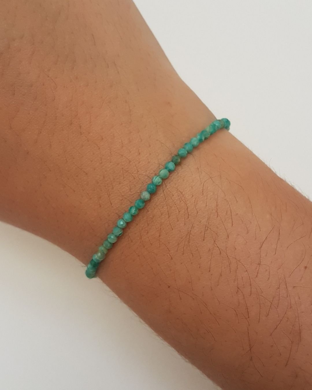 PULSEIRA AMAZONITA MESCLADA PEDRAS NATURAIS LAPIDADAS 2MM PRATA 925