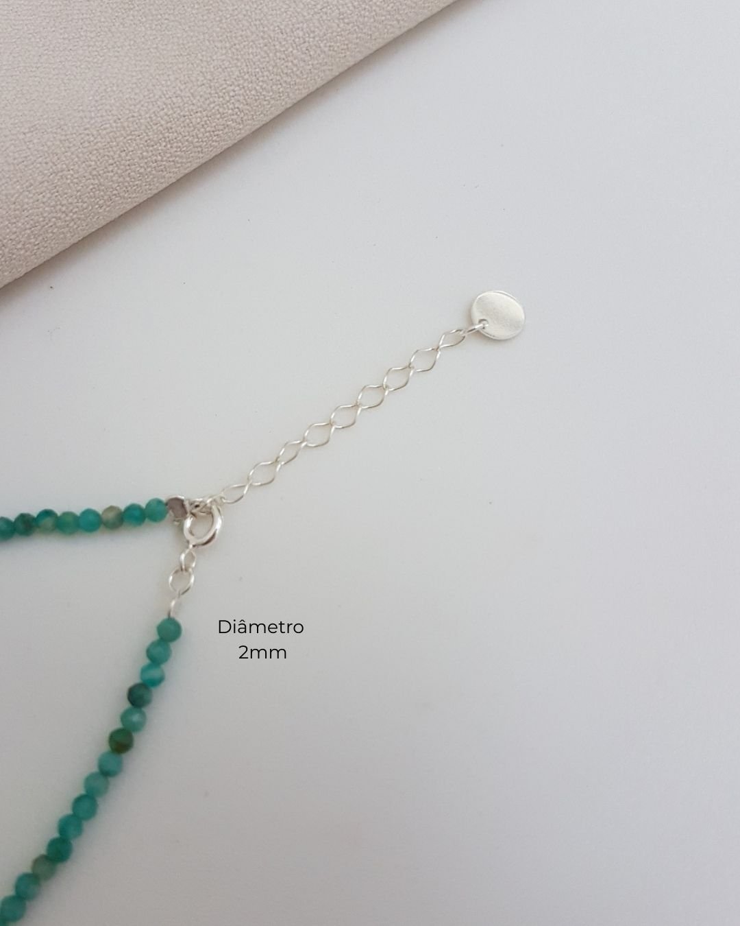 PULSEIRA AMAZONITA MESCLADA PEDRAS NATURAIS LAPIDADAS 2MM PRATA 925