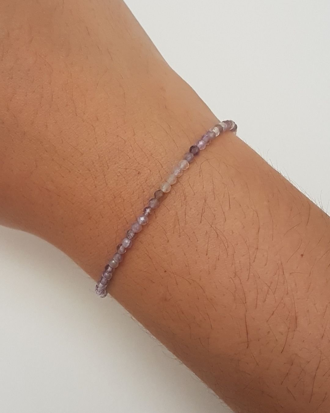 PULSEIRA AMETISTA MESCLADA PEDRAS NATURAIS LAPIDADAS 2MM PRATA 925