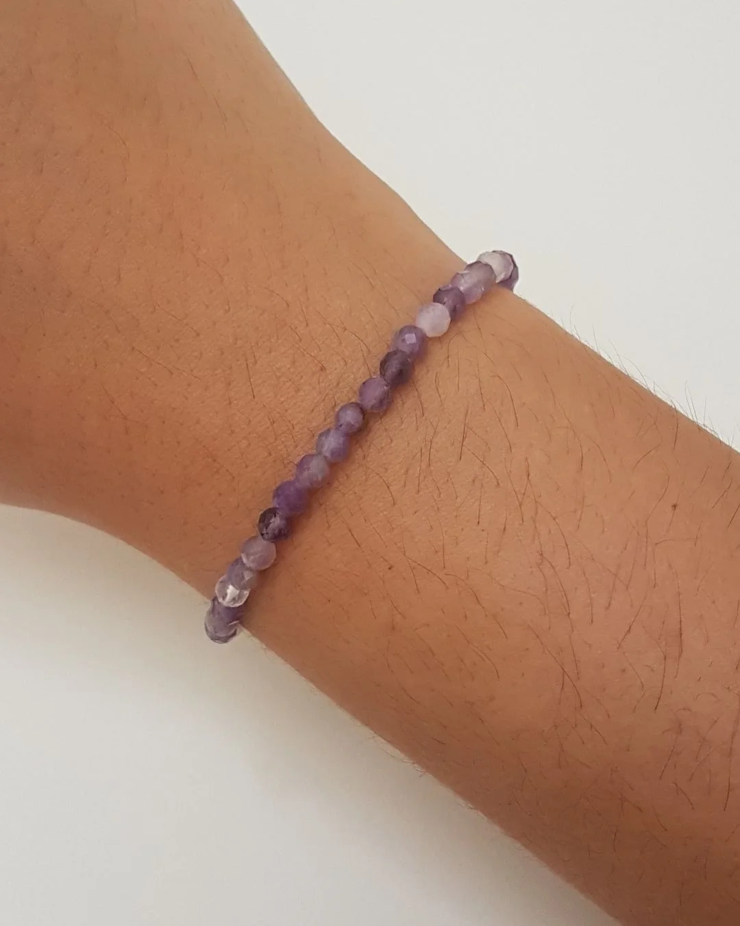 PULSEIRA AMETISTA MESCLADA PEDRAS NATURAIS LAPIDADAS 4MM PRATA 925