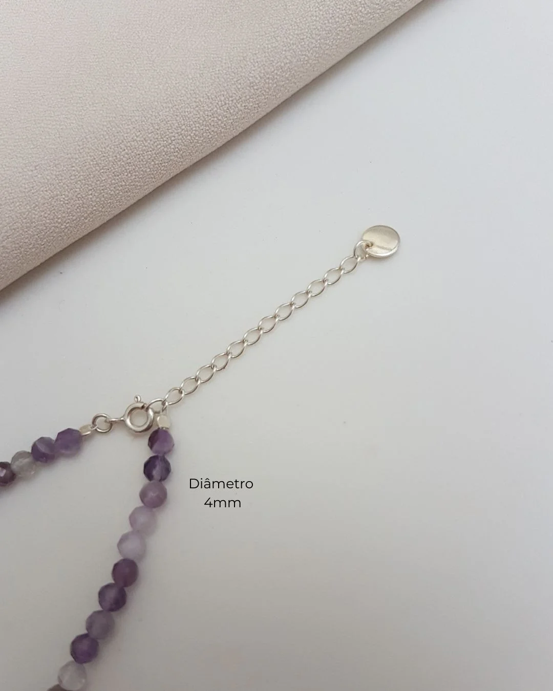 PULSEIRA AMETISTA MESCLADA PEDRAS NATURAIS LAPIDADAS 4MM PRATA 925