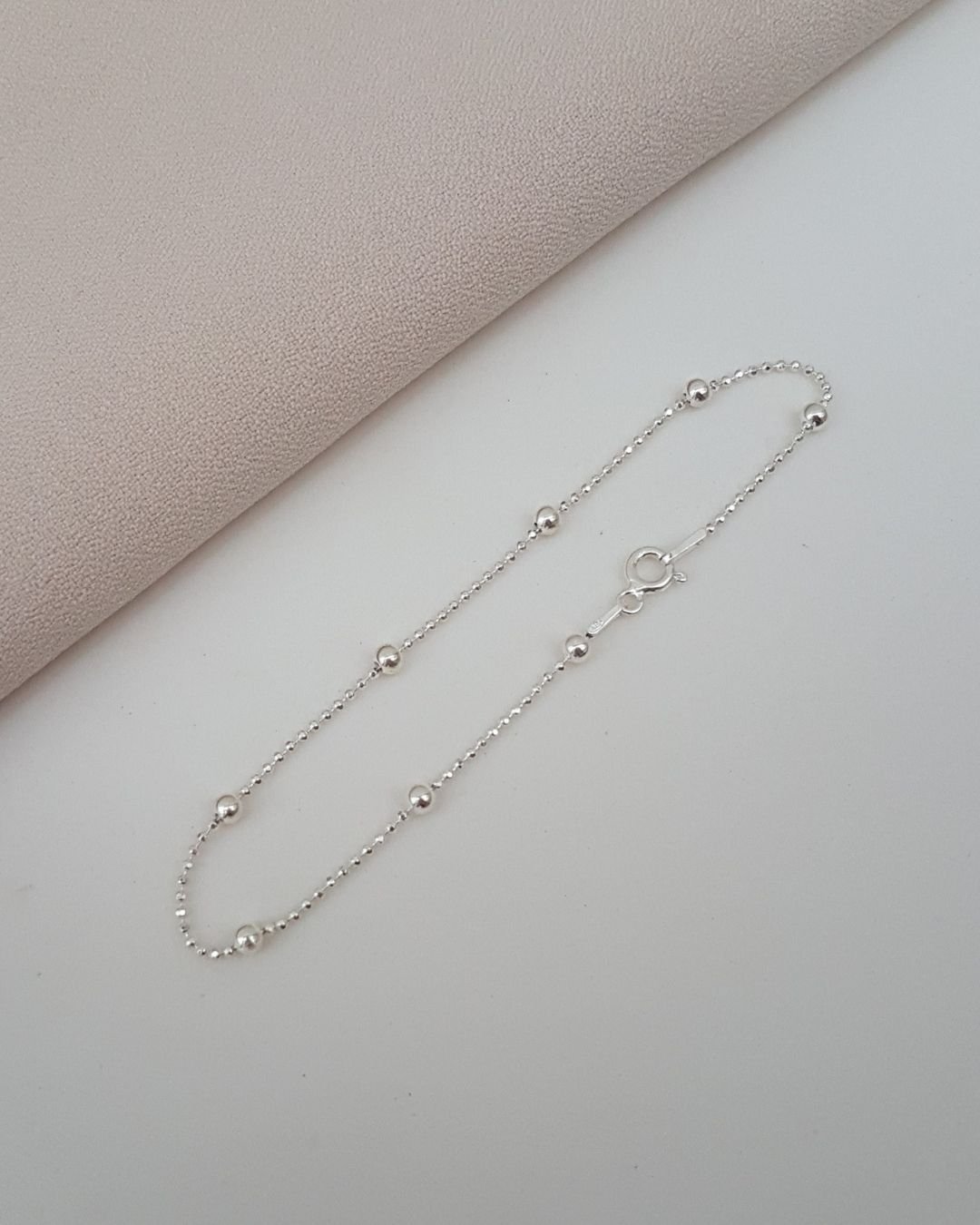 PULSEIRA BOLINHAS DIAMANTADAS PRATA 925