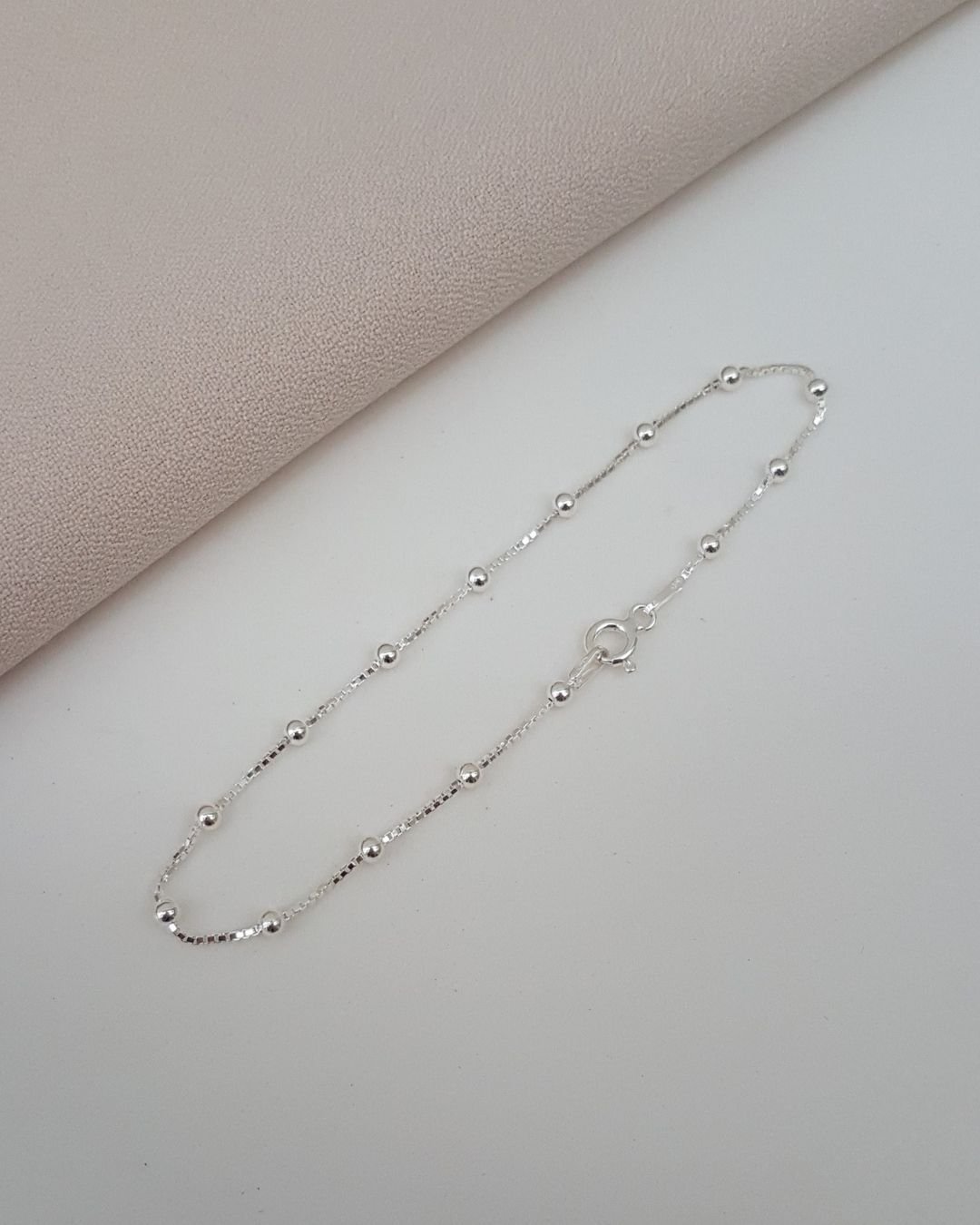 PULSEIRA BOLINHAS ESPAÇADAS 1CM DE PRATA 925