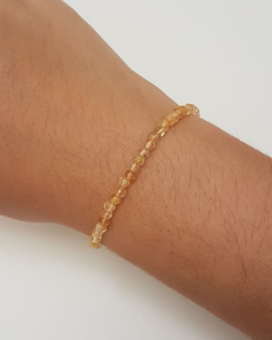 PULSEIRA CITRINO PEDRAS NATURAIS BOLINHA 3MM PRATA 925