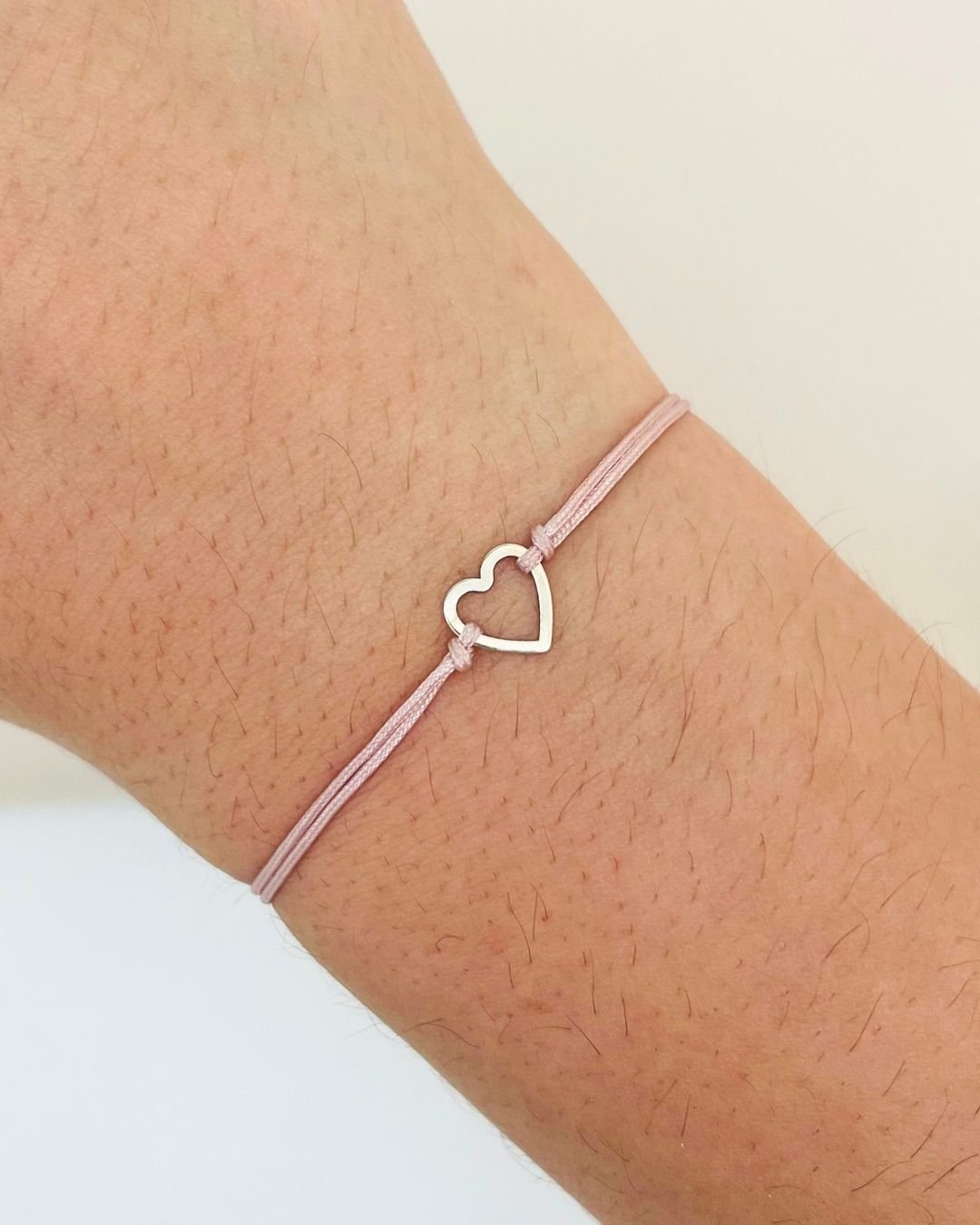 PULSEIRA CORAÇÃO VAZADO CORDÃO ROSÉ (ROSA) E PRATA 925