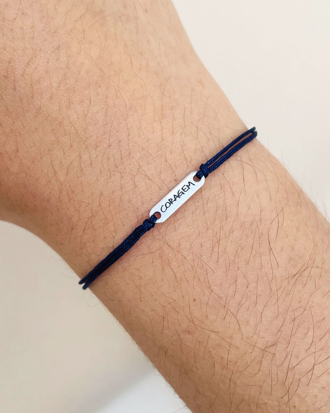 PULSEIRA CORAGEM CORDÃO AZUL E PRATA 925