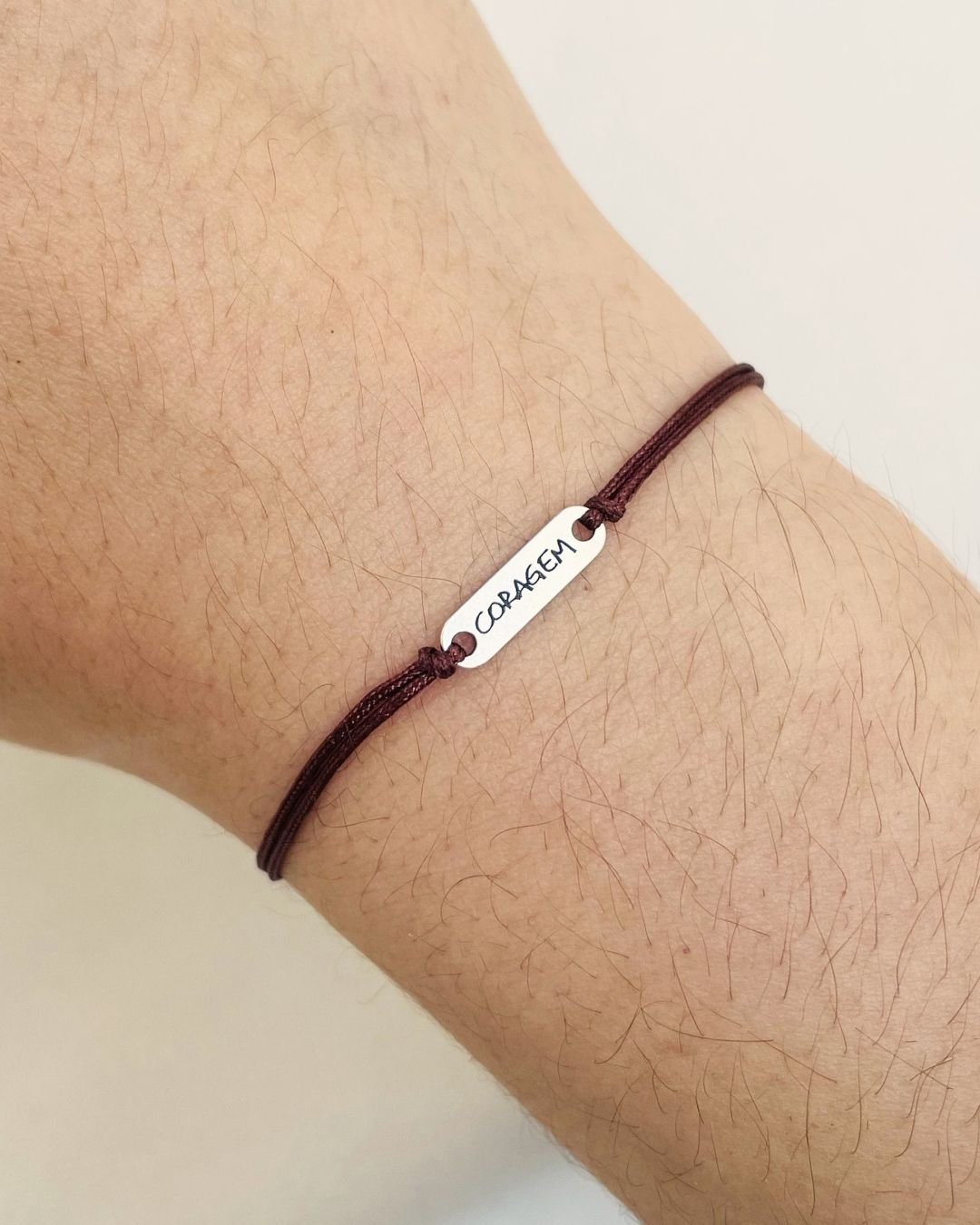PULSEIRA CORAGEM CORDÃO MARROM E PRATA 925