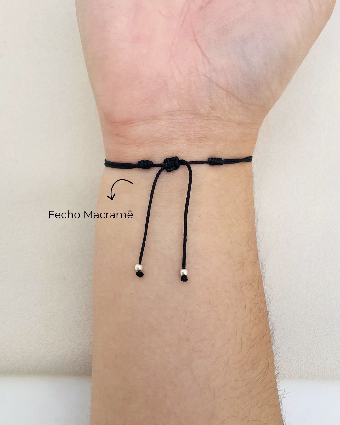 PULSEIRA CORAGEM CORDÃO PRETO E PRATA 925