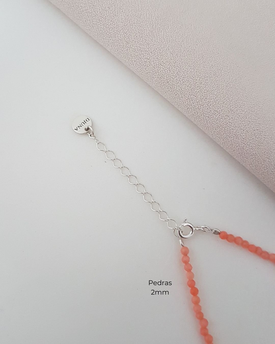 PULSEIRA CORAL PEDRAS NATURAIS LAPIDADAS 2MM PRATA 925