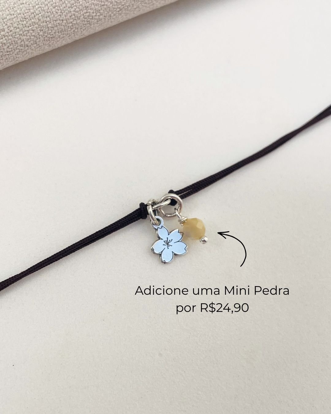 PULSEIRA CORDÃO MARROM COM MINI SAKURA