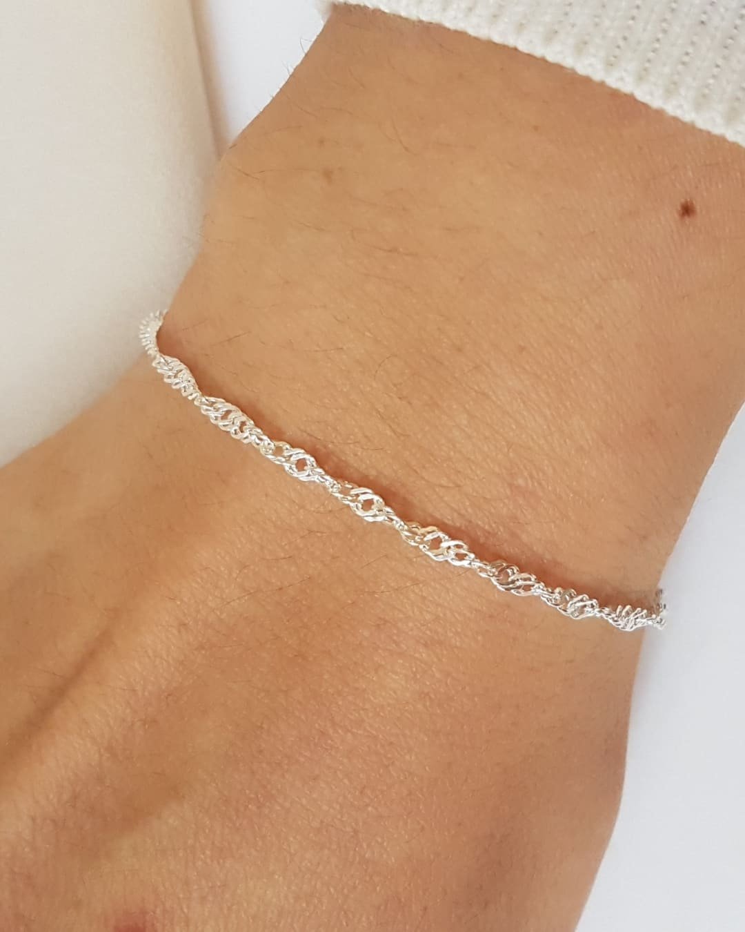 PULSEIRA CORRENTE SINGAPURA DE PRATA 925