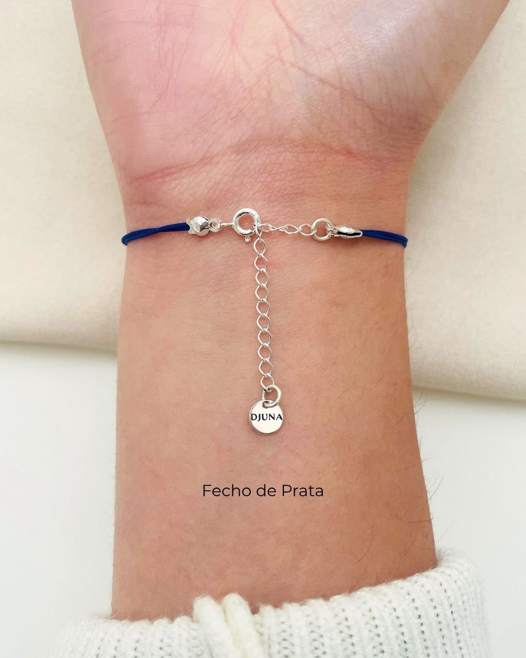 PULSEIRA DARUMA CORDÃO AZUL E PRATA 925