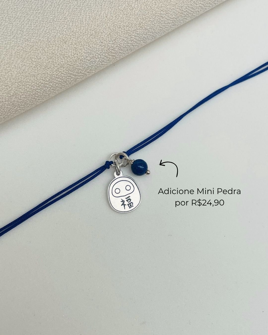 PULSEIRA DARUMA CORDÃO AZUL E PRATA 925
