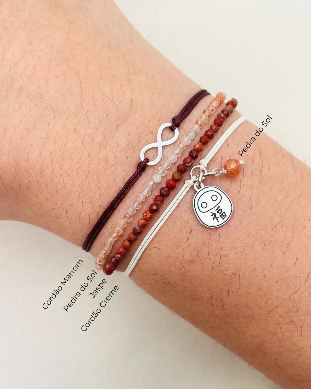 PULSEIRA DARUMA CORDÃO CREME E PRATA 925