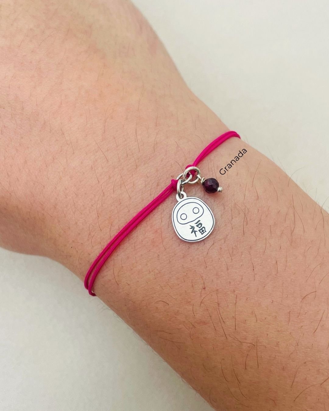 PULSEIRA DARUMA CORDÃO ROSA PINK E PRATA 925