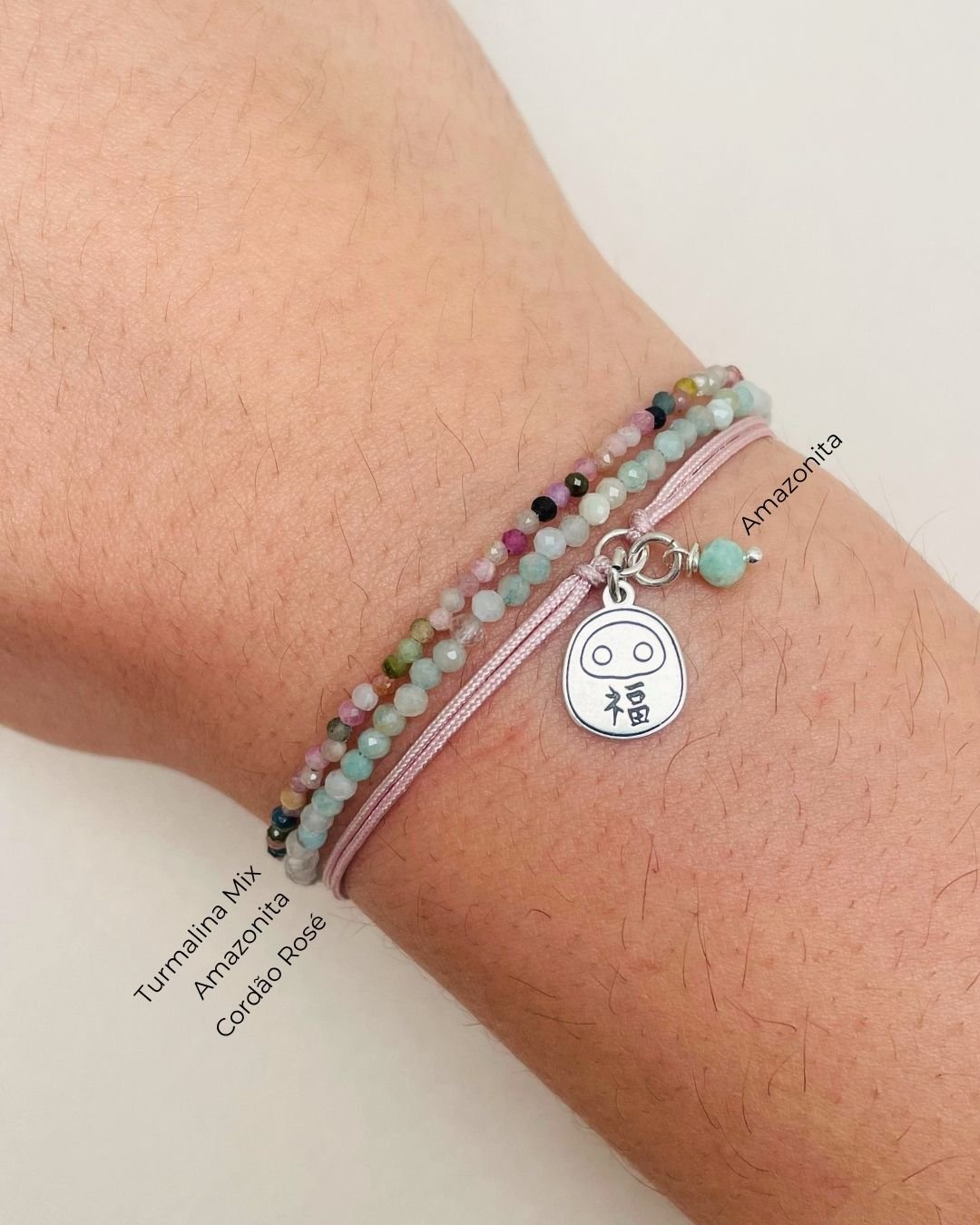 PULSEIRA DARUMA CORDÃO ROSÉ E PRATA 925
