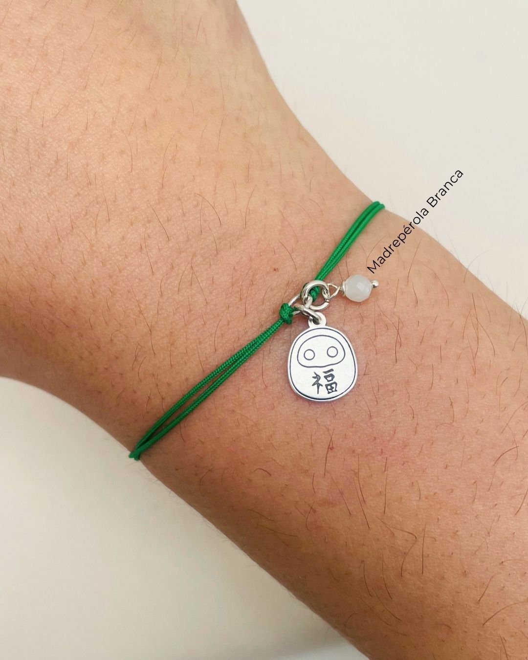 PULSEIRA DARUMA CORDÃO VERDE E PRATA 925