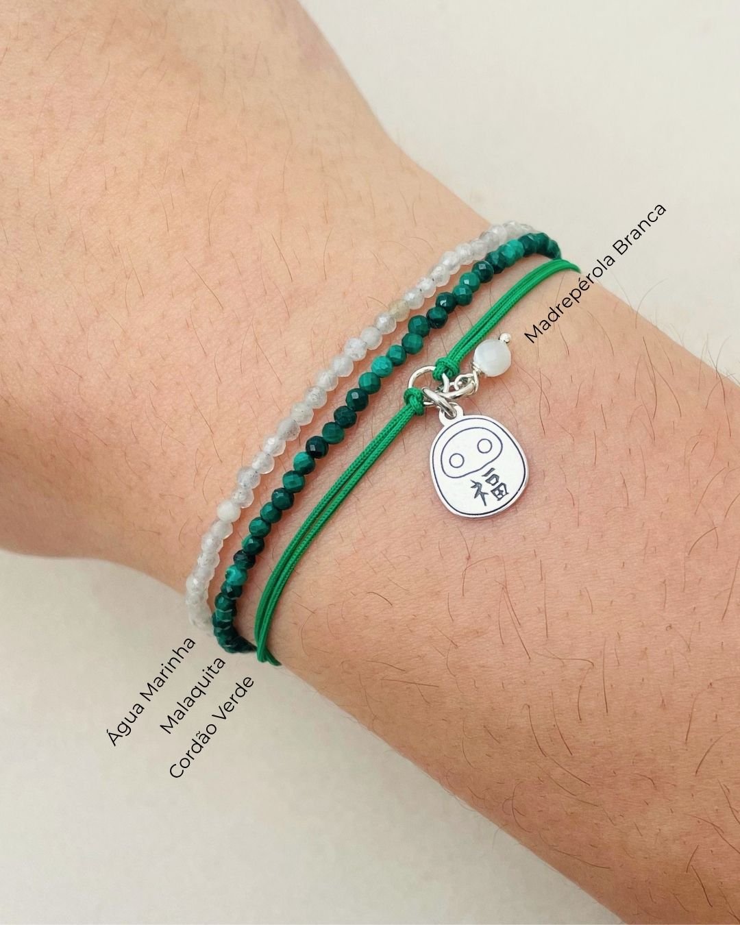 PULSEIRA DARUMA CORDÃO VERDE E PRATA 925