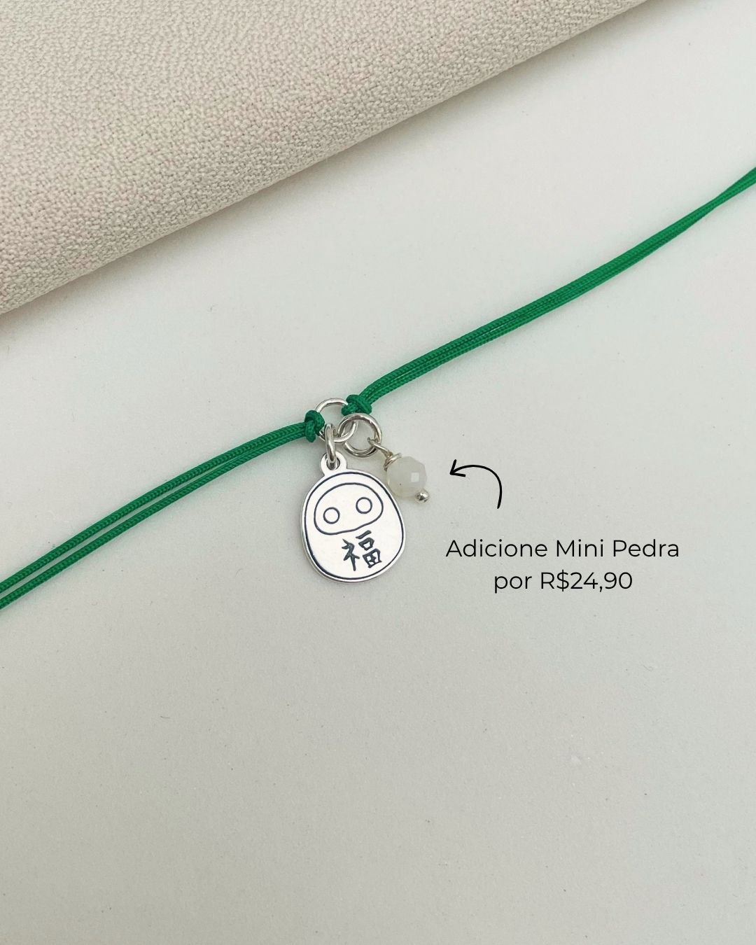 PULSEIRA DARUMA CORDÃO VERDE E PRATA 925