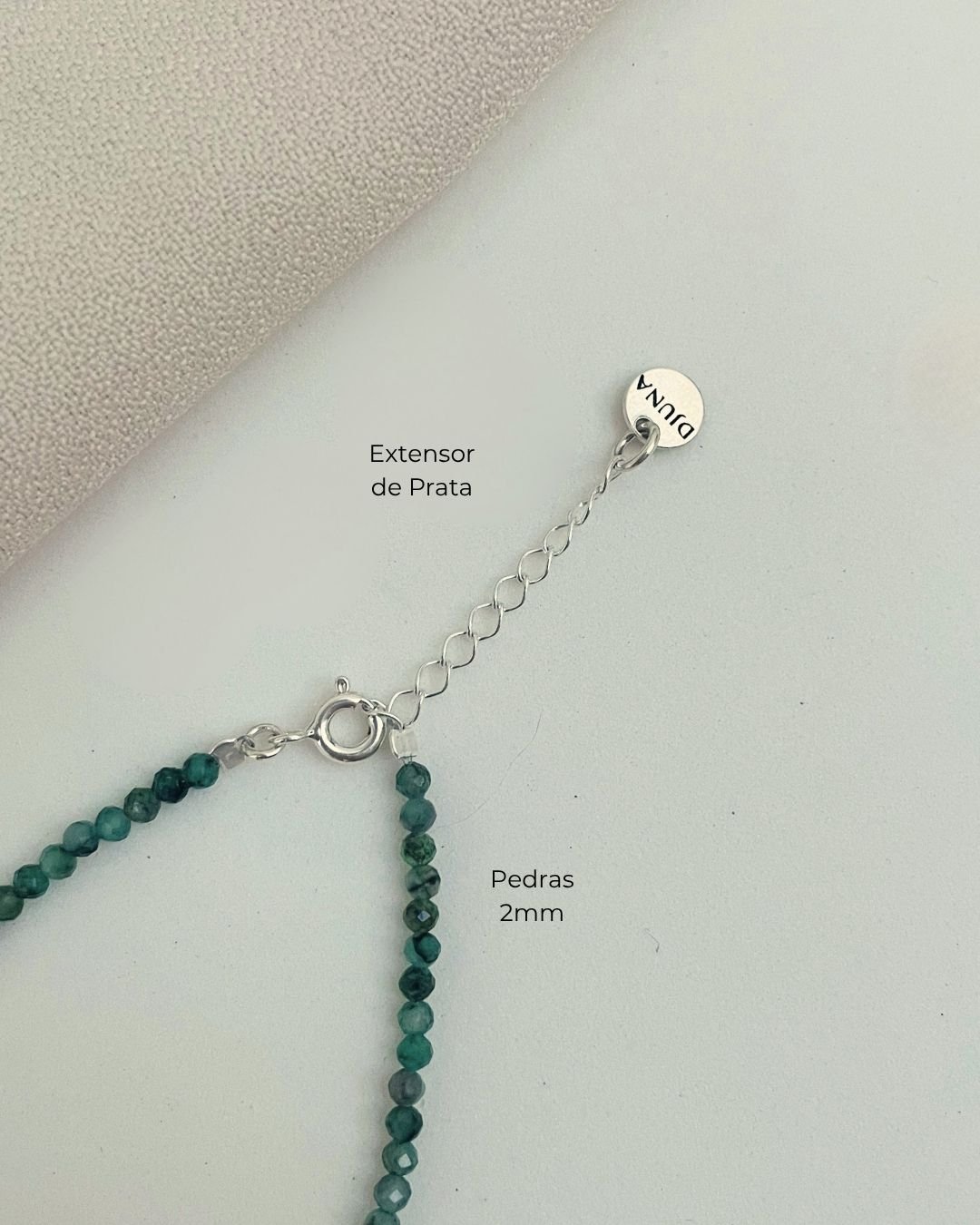 PULSEIRA ESMERALDA PEDRA LAPIDADA 2 MM PRATA 925