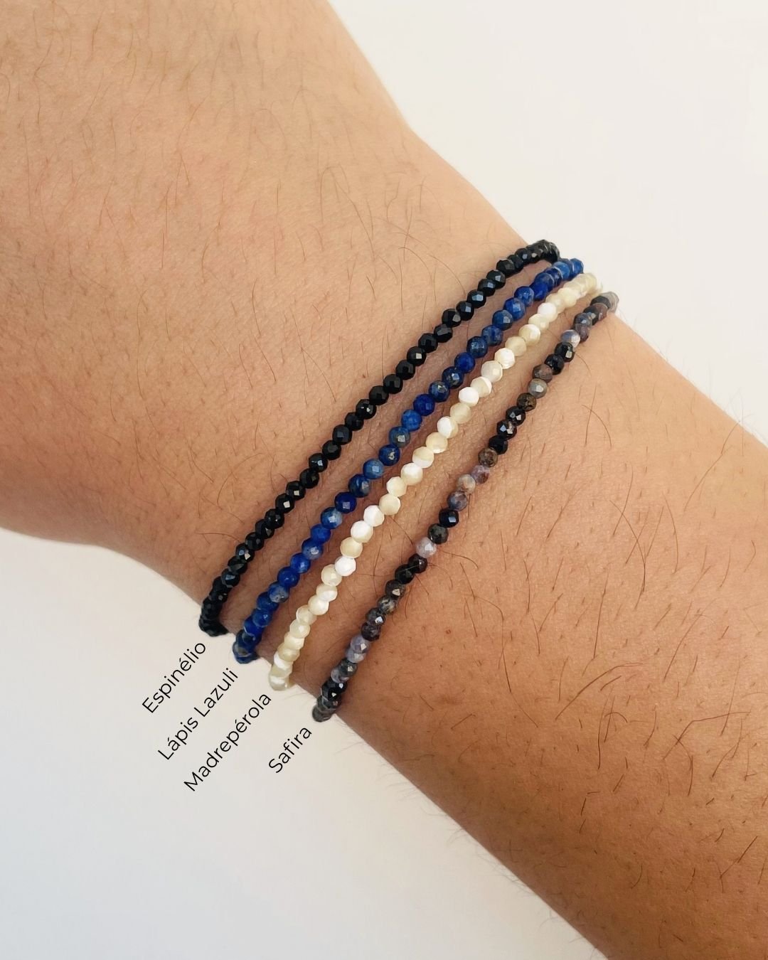 PULSEIRA ESPINÉLIO PRETO PEDRAS LAPIDADAS 2MM