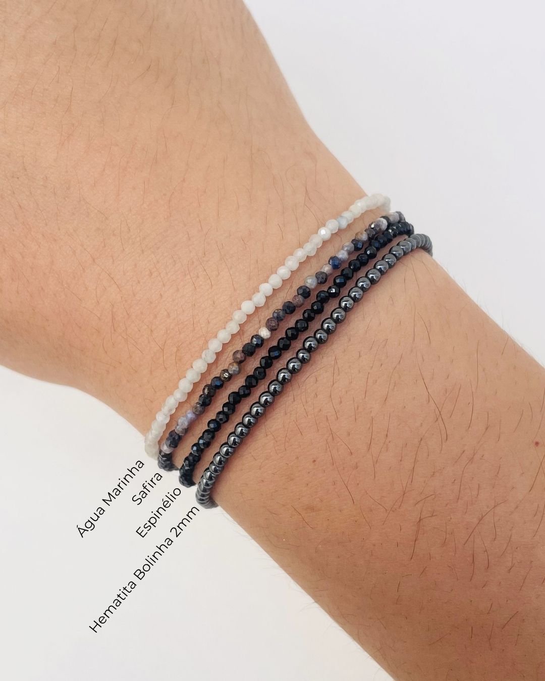 PULSEIRA ESPINÉLIO PRETO PEDRAS LAPIDADAS 2MM