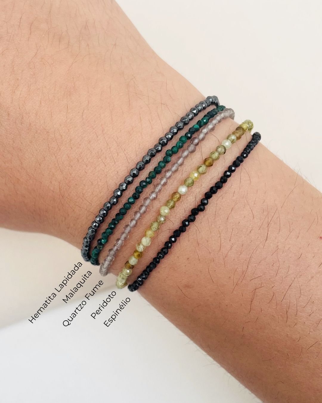 PULSEIRA ESPINÉLIO PRETO PEDRAS LAPIDADAS 2MM