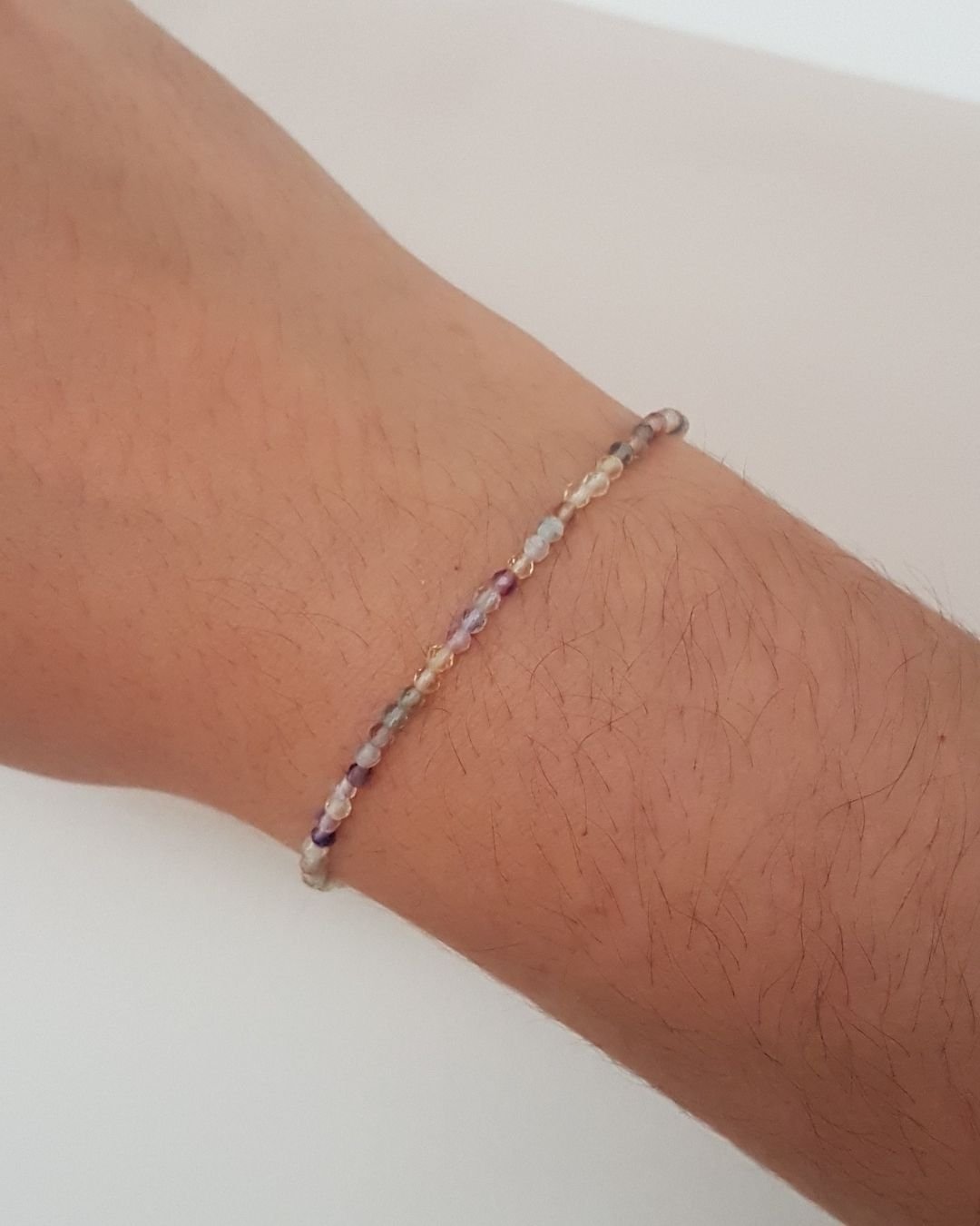 PULSEIRA FLUORITA PEDRAS NATURAIS LAPIDADAS 2MM PRATA 925