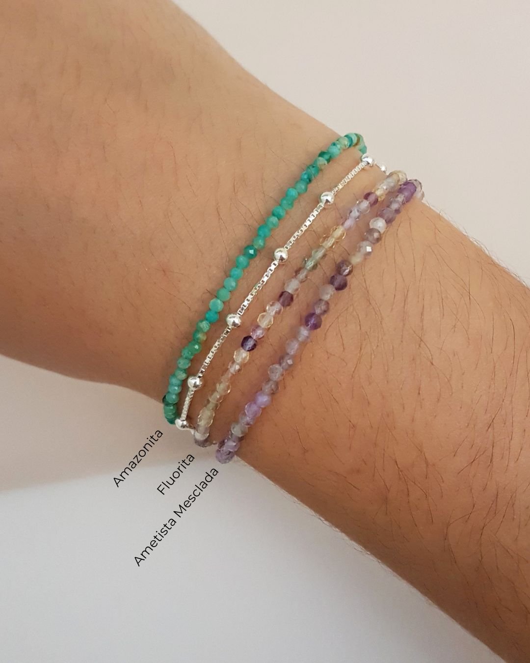 PULSEIRA FLUORITA PEDRAS NATURAIS LAPIDADAS 2MM PRATA 925