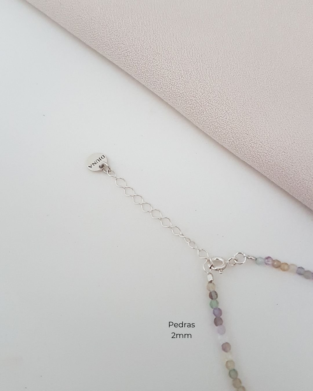 PULSEIRA FLUORITA PEDRAS NATURAIS LAPIDADAS 2MM PRATA 925