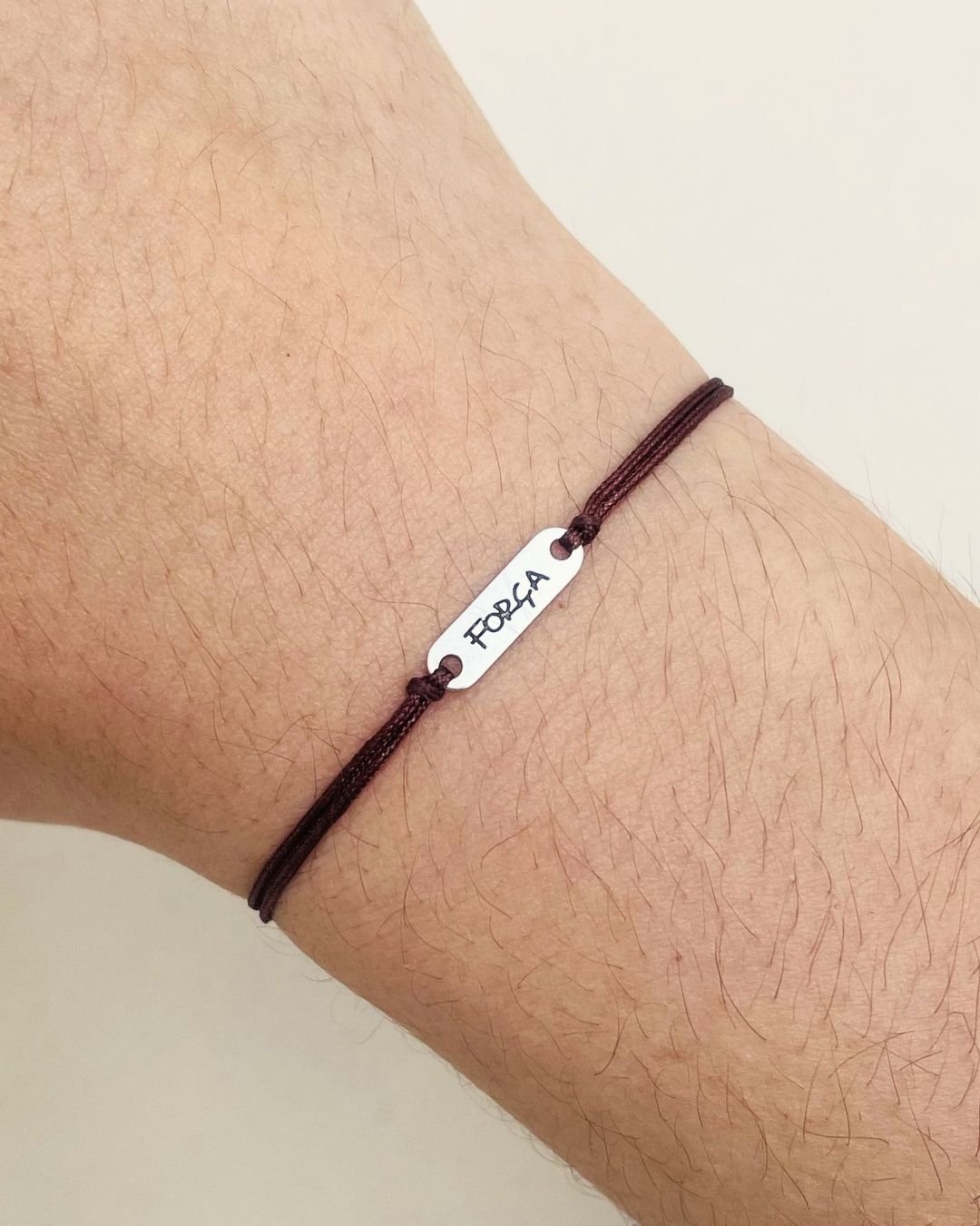 PULSEIRA FORÇA CORDÃO MARROM E PRATA 925