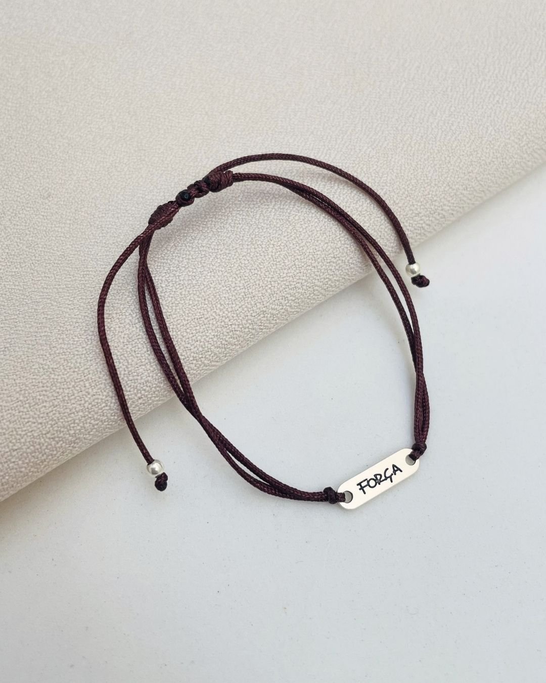 PULSEIRA FORÇA CORDÃO MARROM E PRATA 925