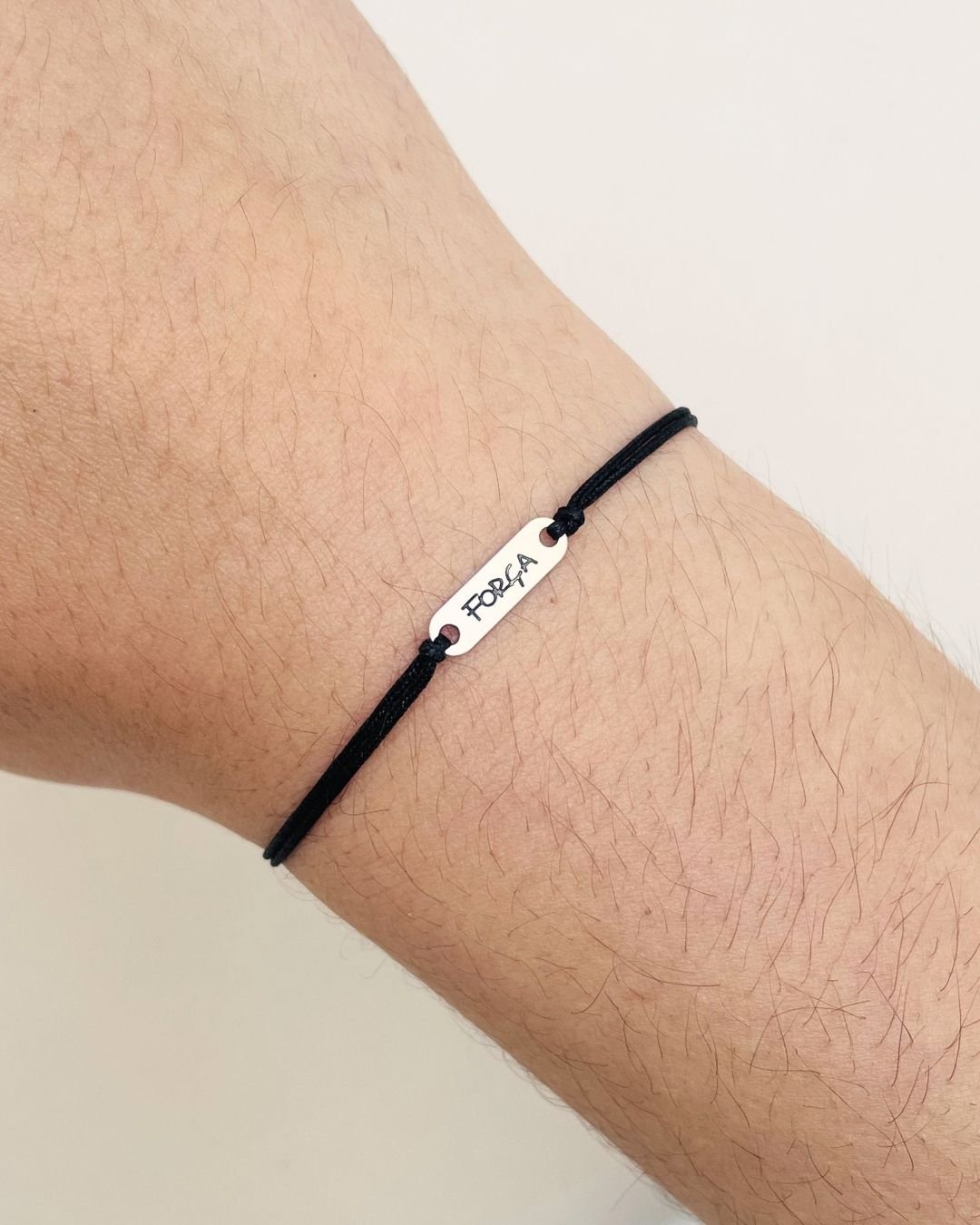 PULSEIRA FORÇA CORDÃO PRETO E PRATA 925