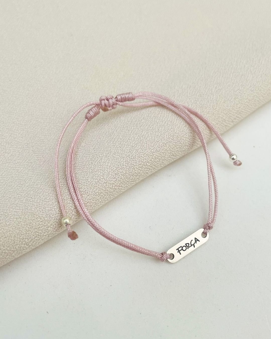 PULSEIRA FORÇA CORDÃO ROSÉ (ROSA) E PRATA 925