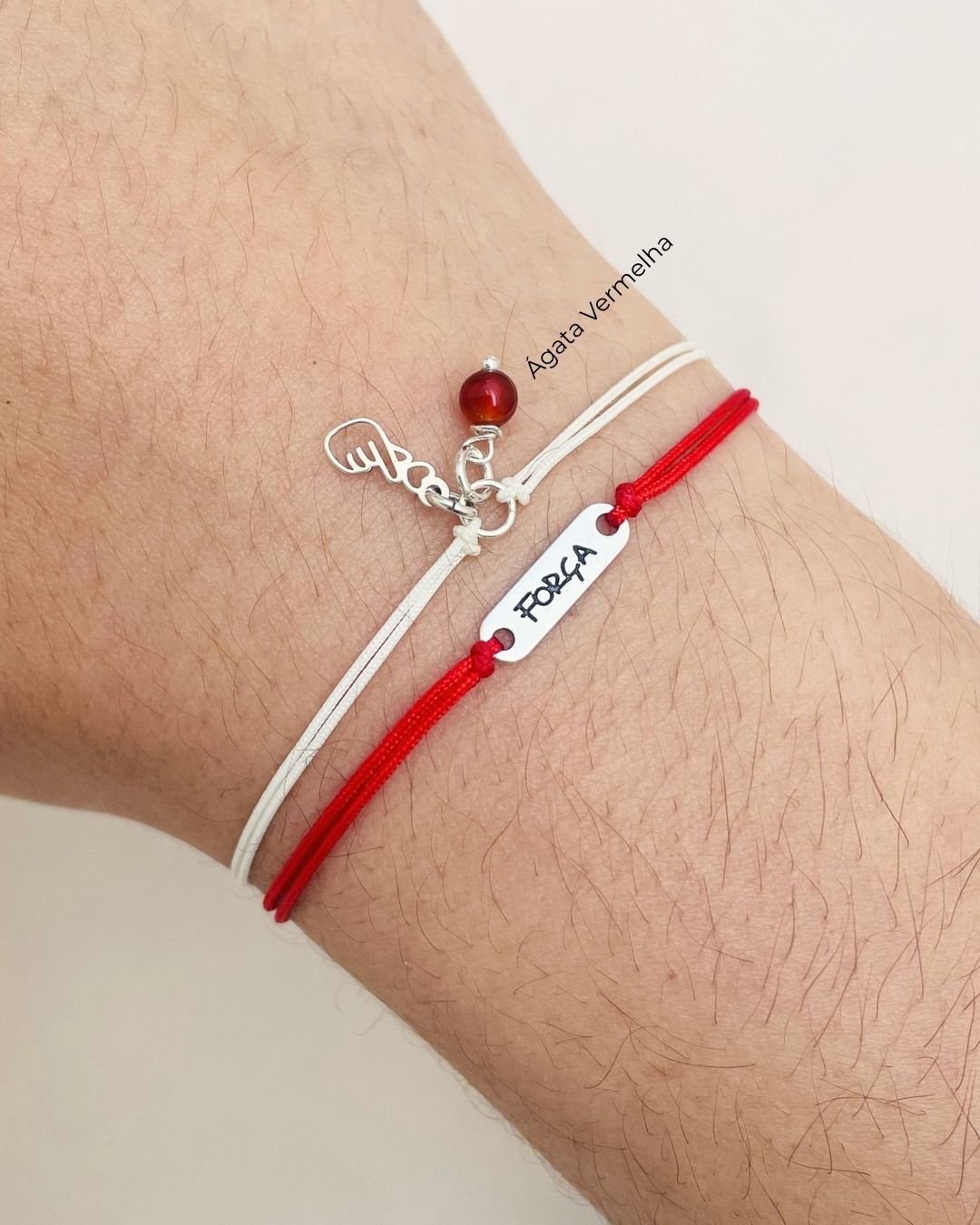PULSEIRA FORÇA CORDÃO VERMELHO E PRATA 925