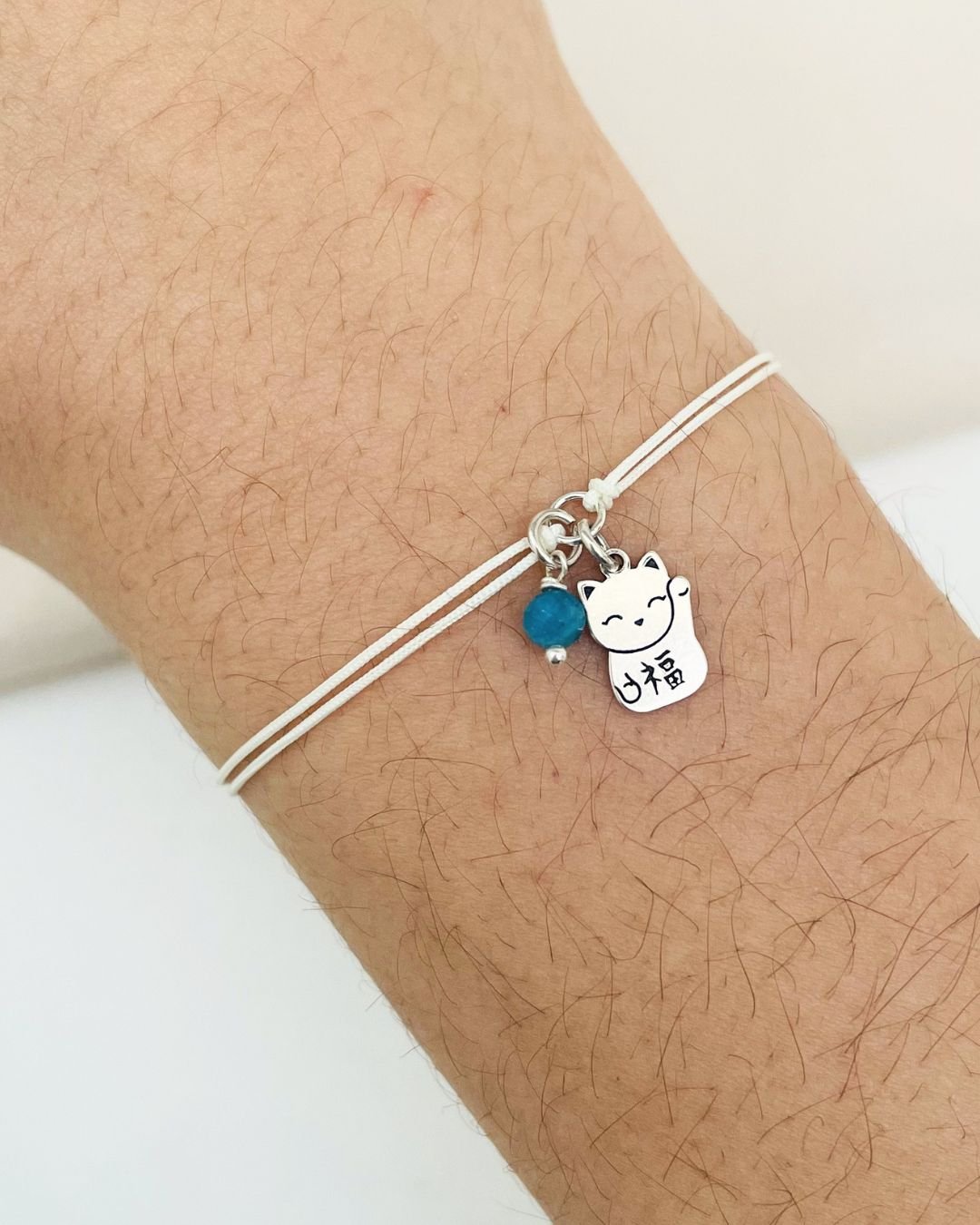 PULSEIRA GATO DA SORTE CORDÃO CREME E PRATA 925