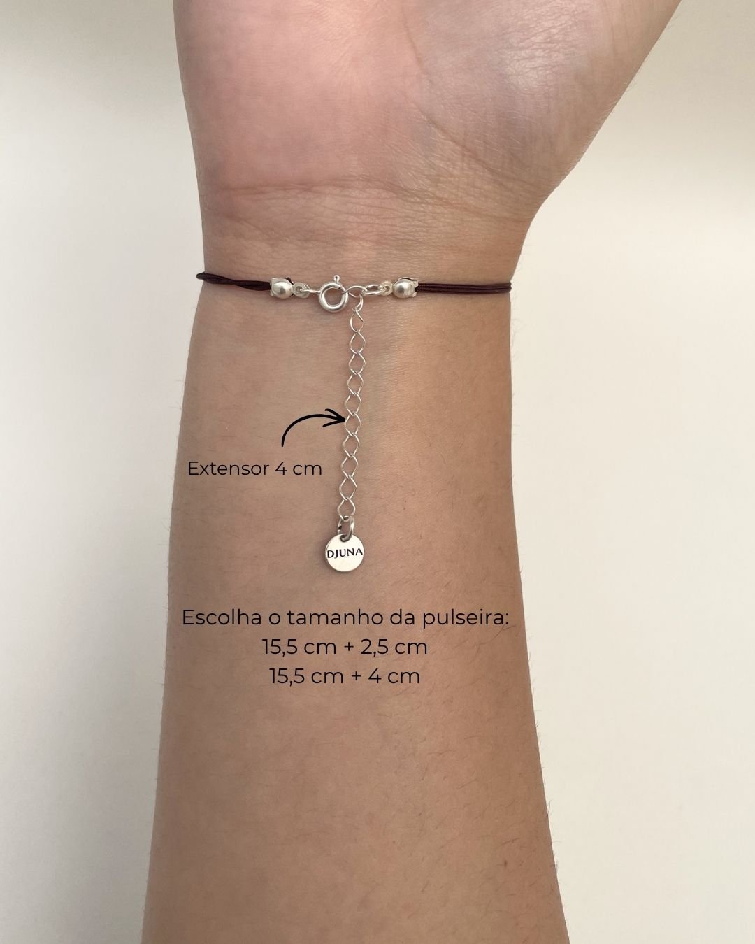 PULSEIRA GATO DA SORTE CORDÃO MARROM E PRATA 925