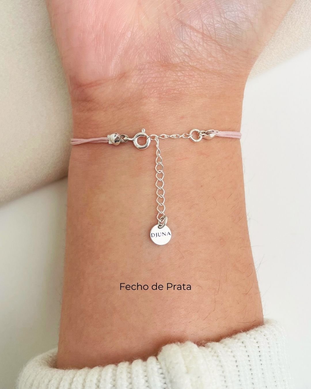 PULSEIRA GATO DA SORTE CORDÃO ROSÉ E PRATA 925