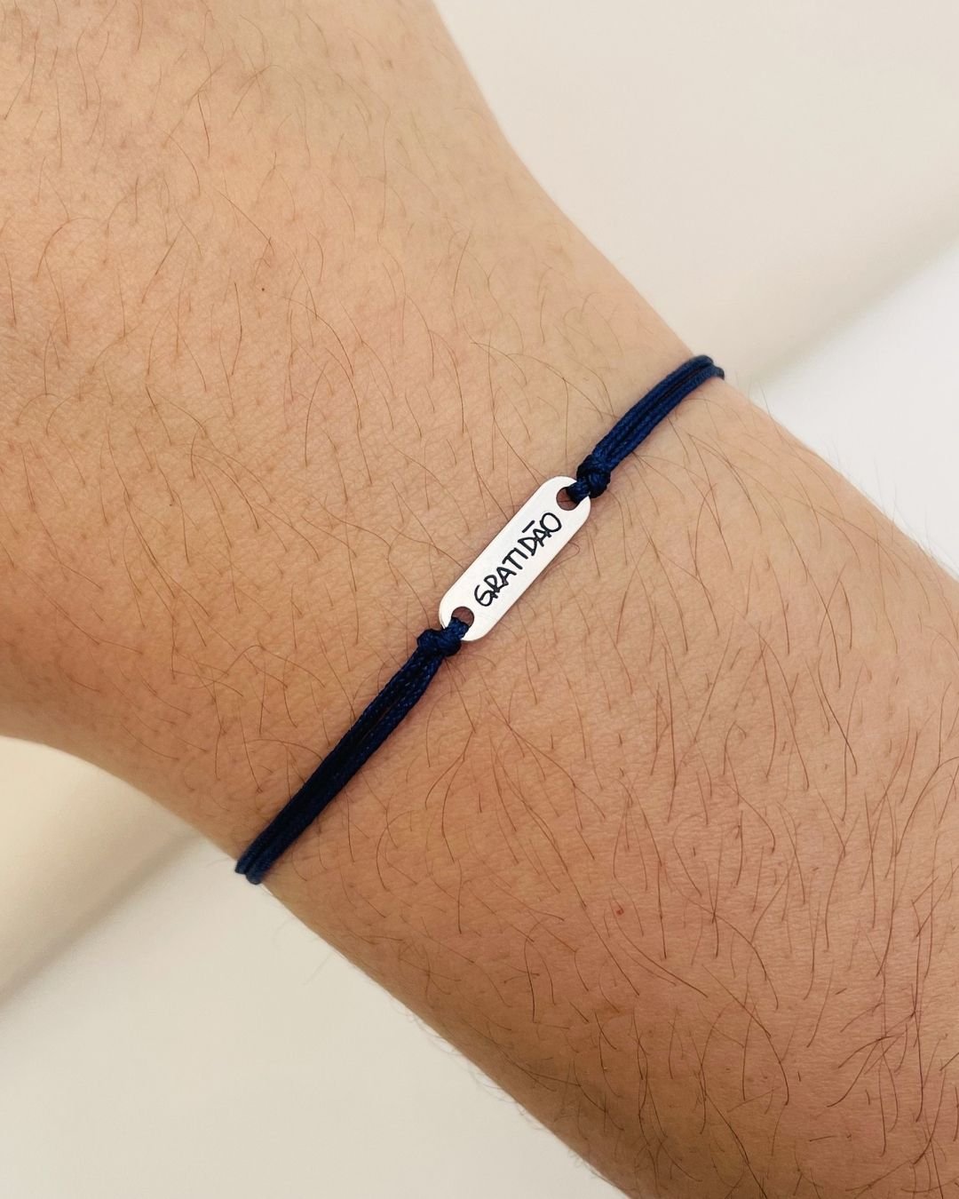 PULSEIRA GRATIDÃO CORDÃO AZUL E PRATA 925