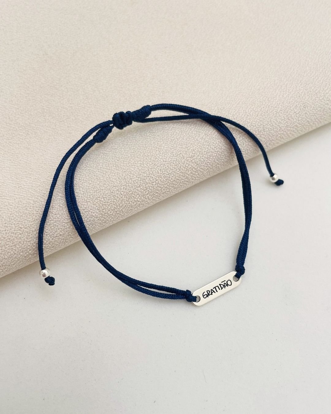 PULSEIRA GRATIDÃO CORDÃO AZUL E PRATA 925