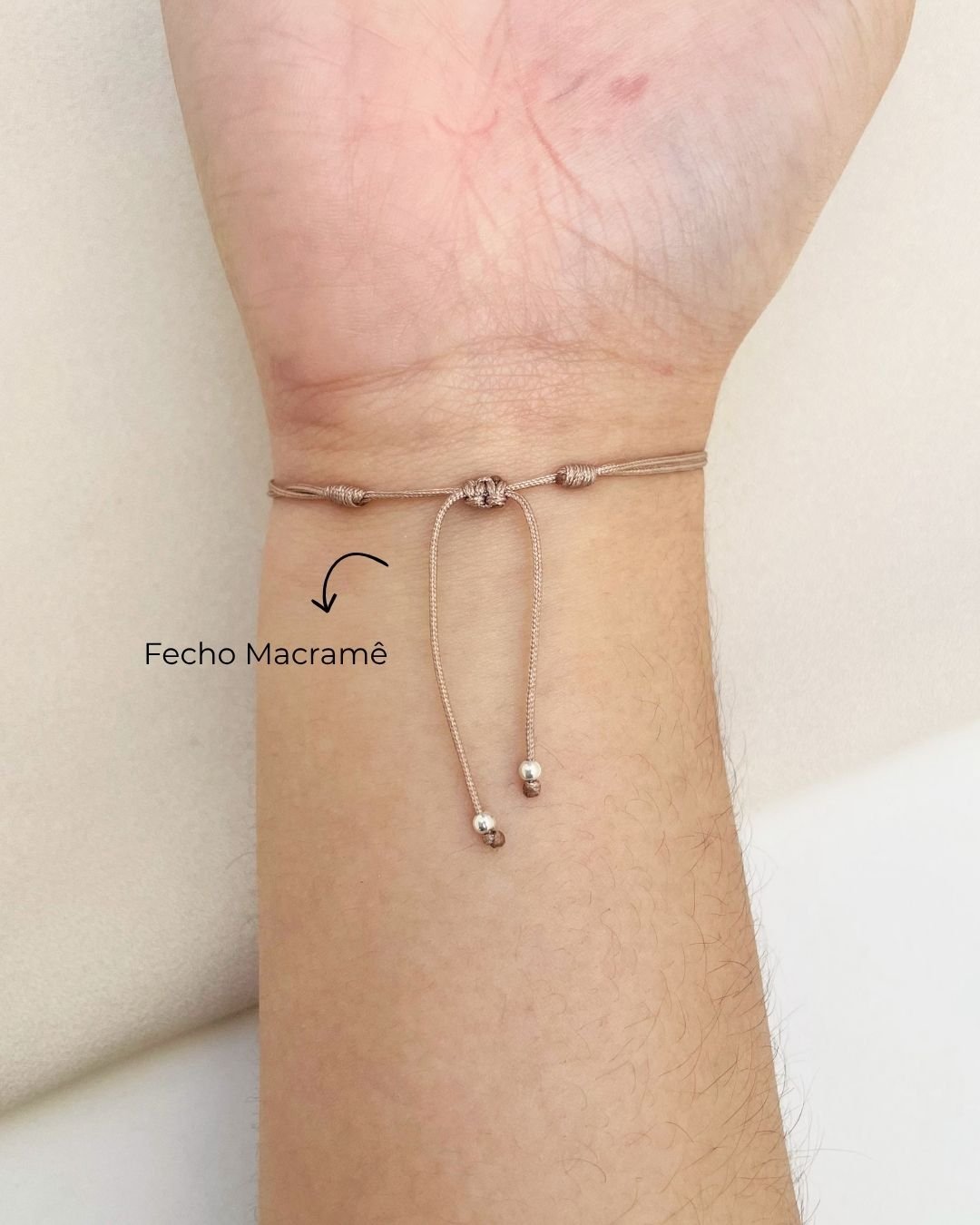 PULSEIRA GRATIDÃO CORDÃO BEGE E PRATA 925