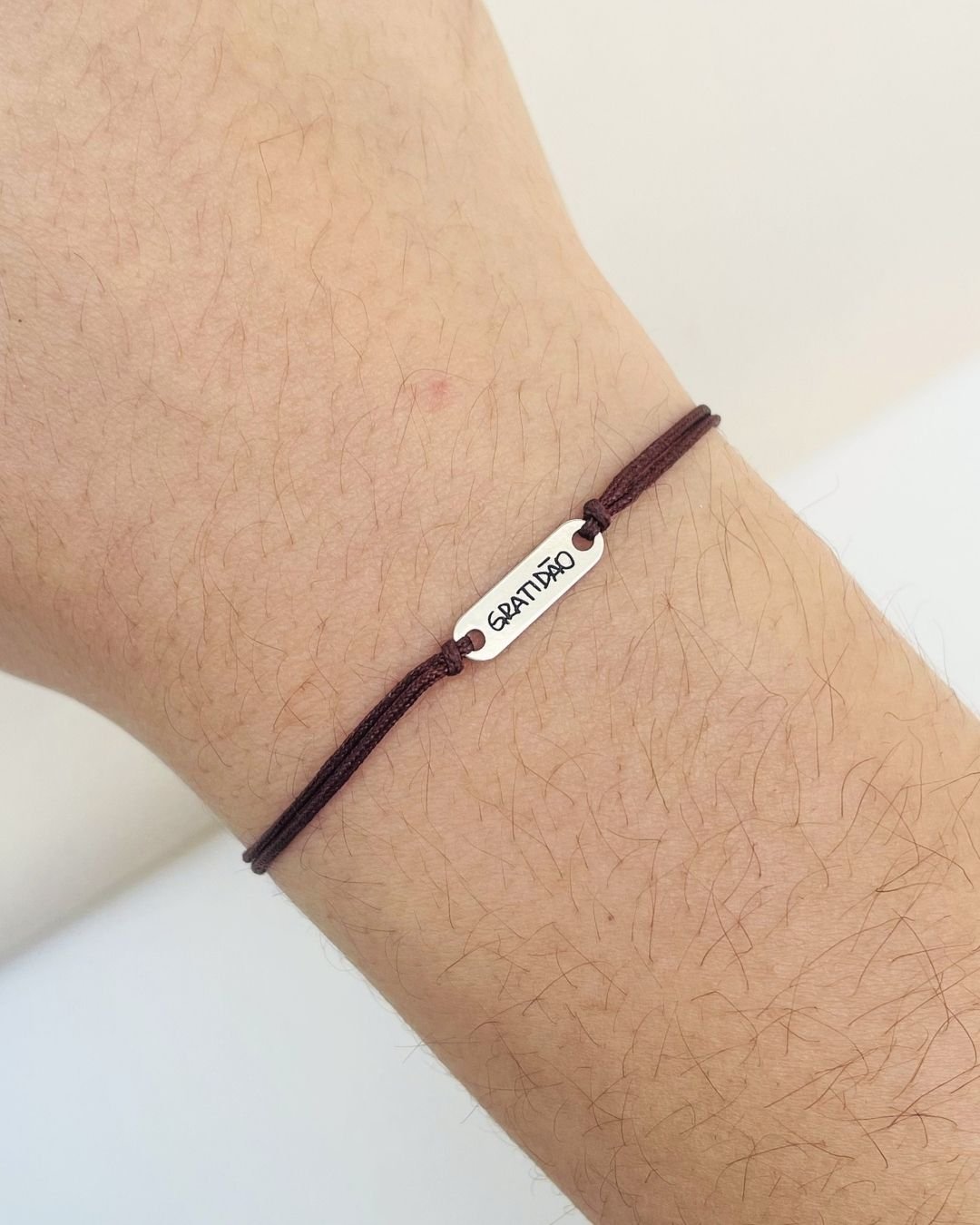 PULSEIRA GRATIDÃO CORDÃO MARROM E PRATA 925